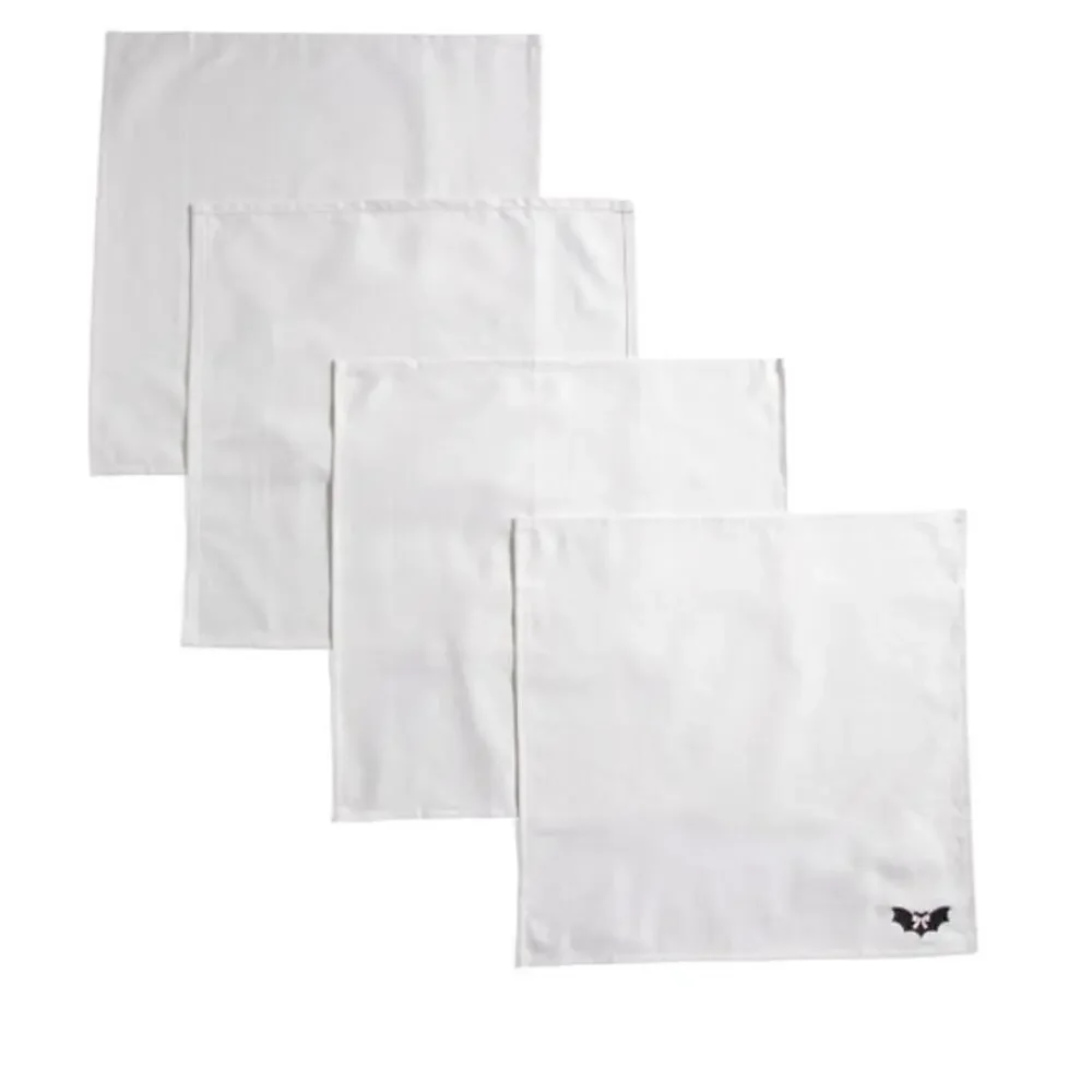 CUPCAKES & CASHMERE Set Of 4 Embroidered Bat With Bow Napkins